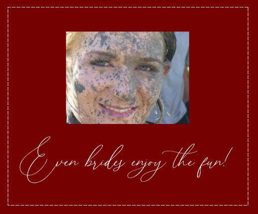 face of bride with mud on it