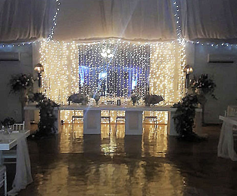 bridal marquee at night